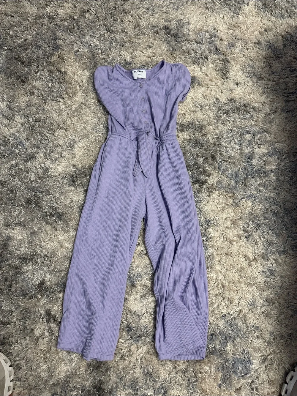 Old Navy Girls Lilac Button-Front Tie-Knot Jumpsuit Size 6-7
